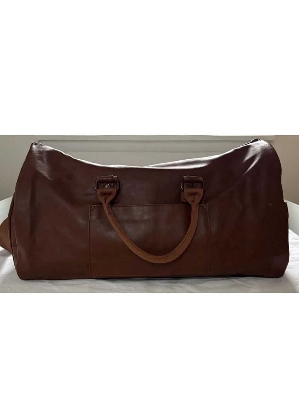 Classic Brown Leather Duffel Garment Bag for Men